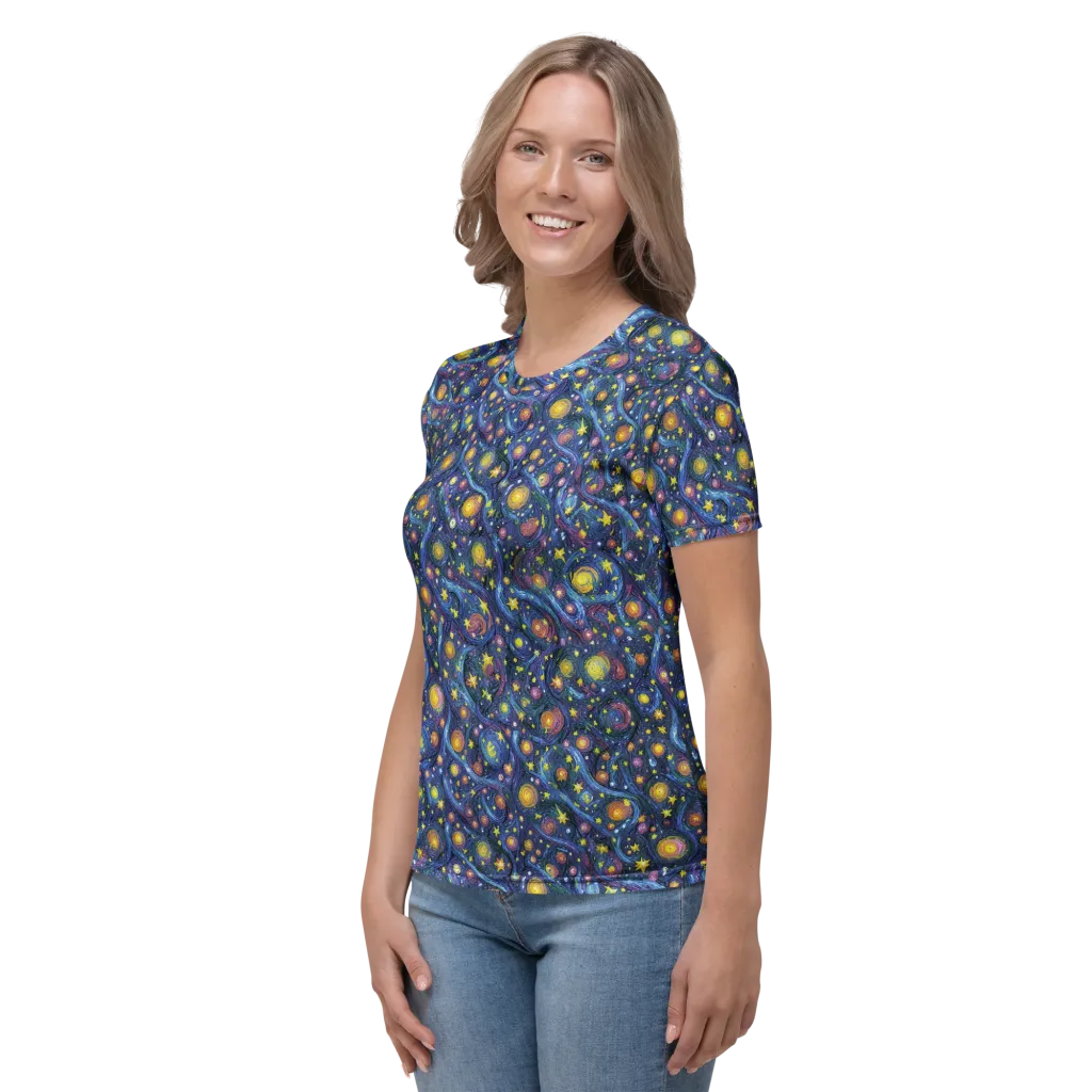 Starry Vortex on Women's Crew Neck T-Shirt — Left