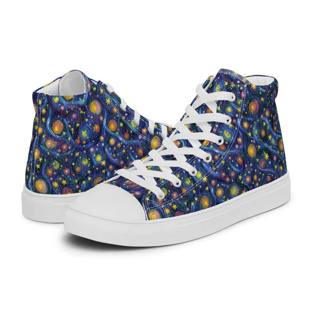Starry Vortex on Women's High Top Canvas Shoes — Left