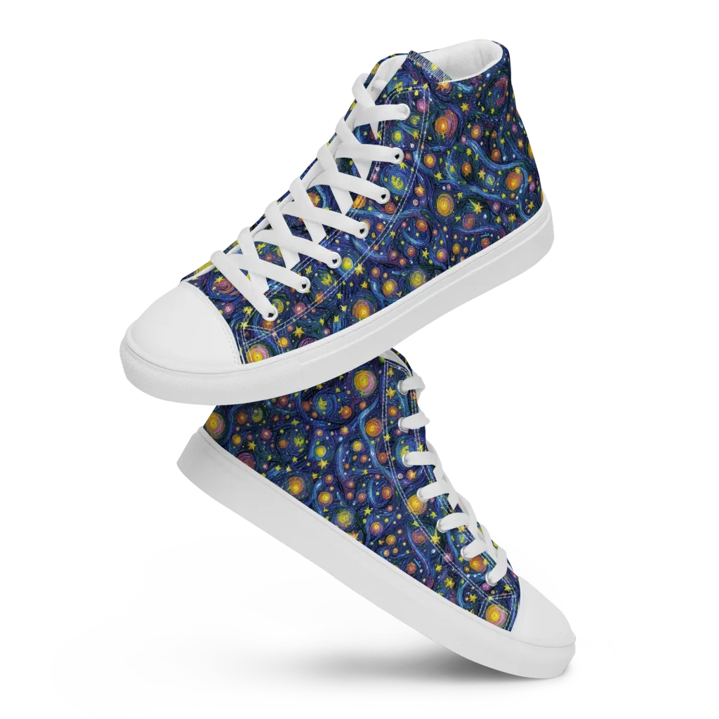 Starry Vortex on Women's High Top Canvas Shoes — Front