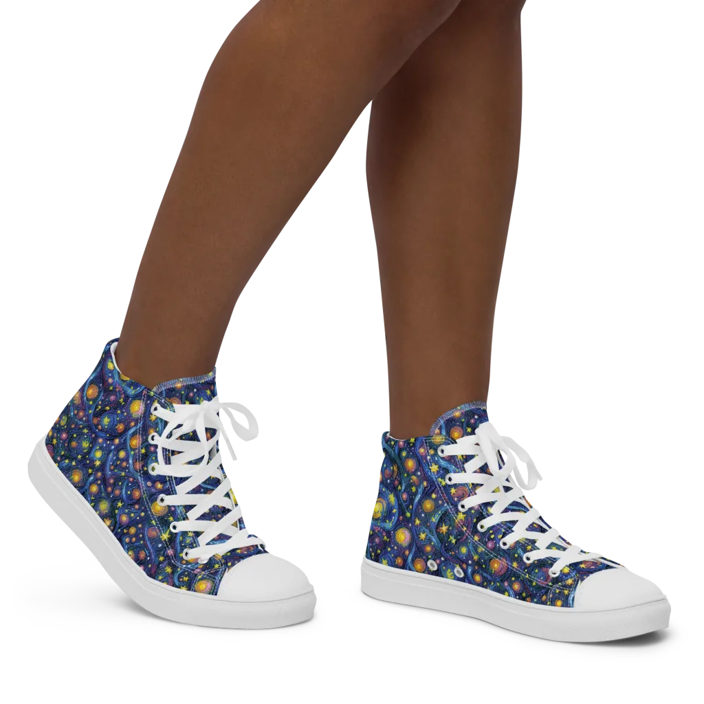 Starry Vortex on Women's High Top Canvas Shoes — Right