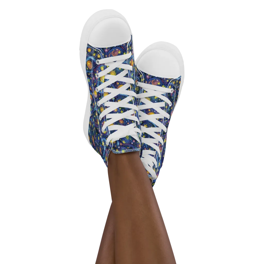 Starry Vortex on Women's High Top Canvas Shoes — Front