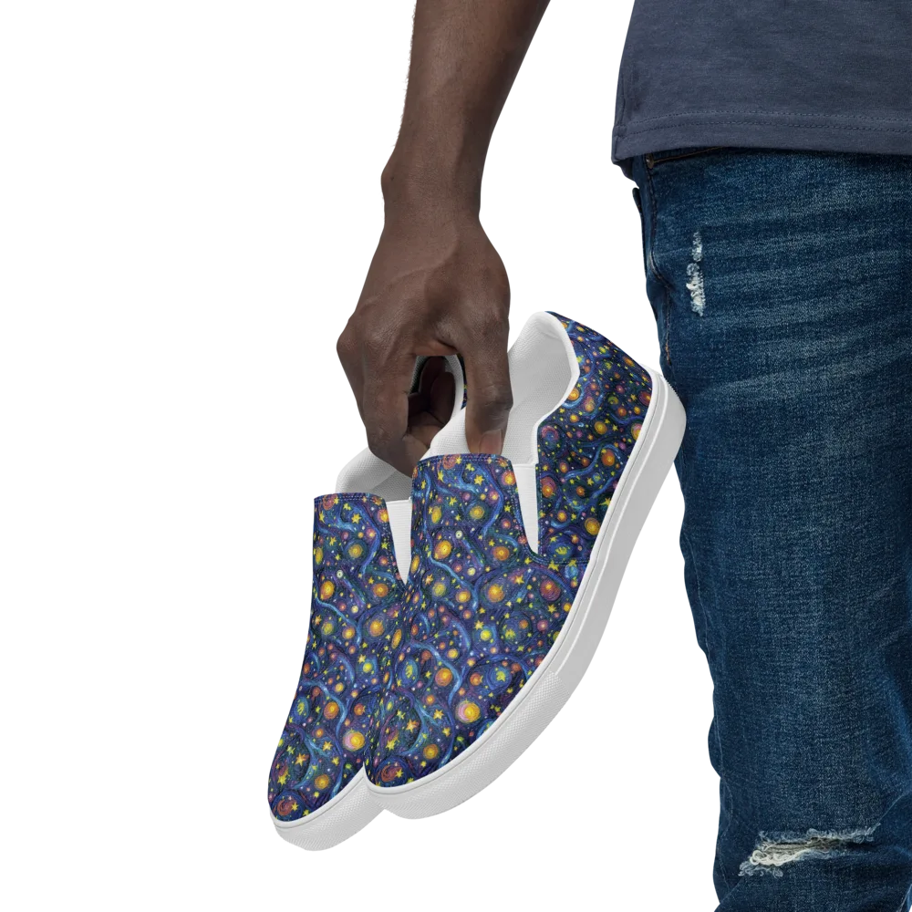 Starry Vortex on Men's Slip-On Canvas Shoes — Left Front