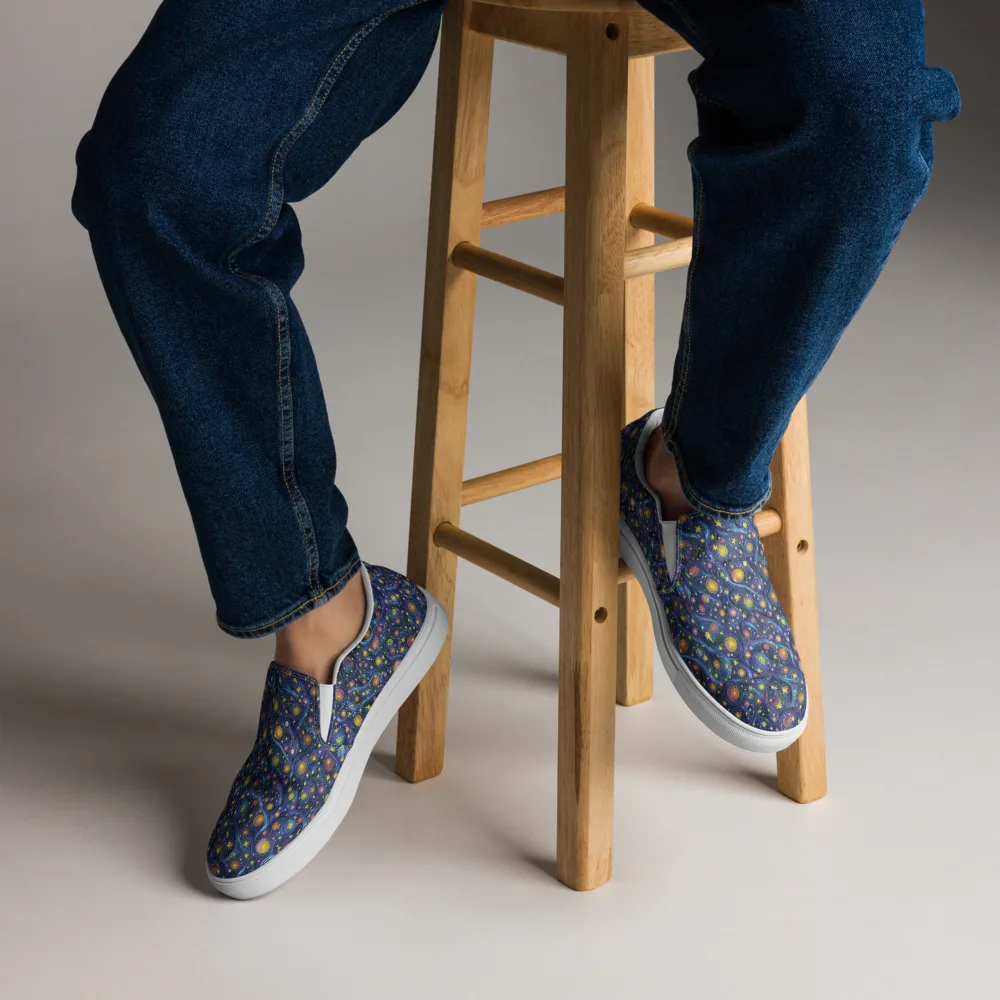 Starry Vortex on Men's Slip-On Canvas Shoes — Front