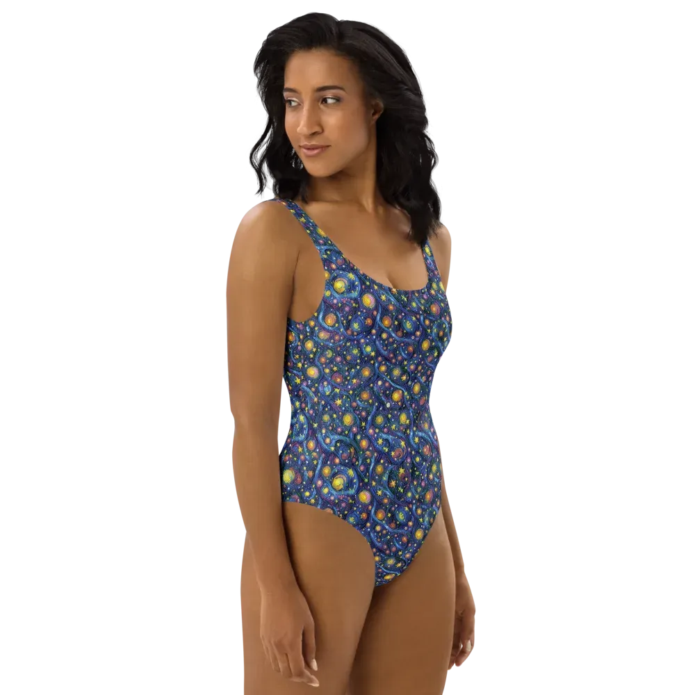 Starry Vortex on One-Piece Swimsuit — Right