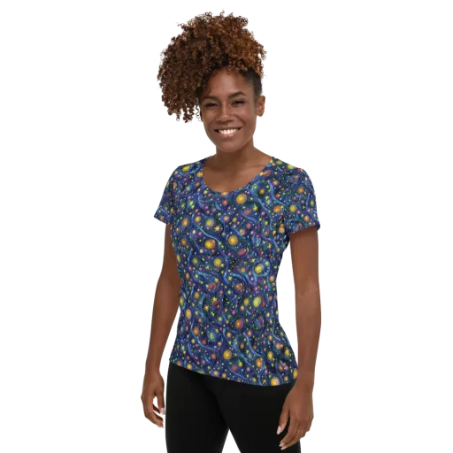 Starry Vortex on a Women's Athletic T-Shirt