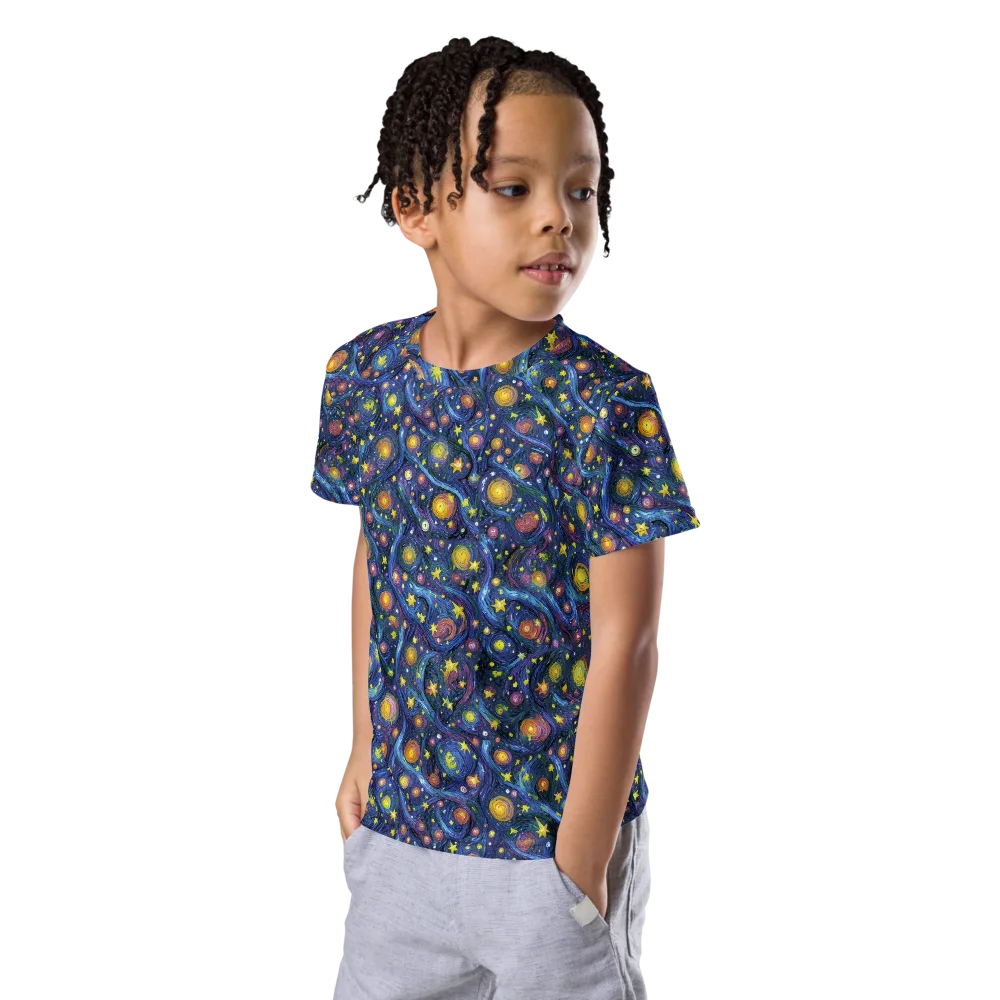 Starry Vortex on Kids Crew Neck T-Shirt — Left Front