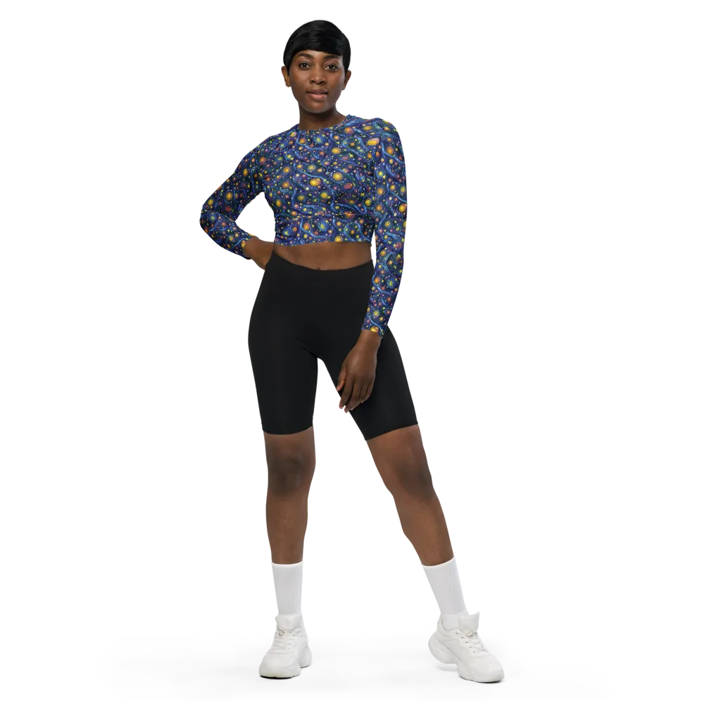 Starry Vortex on Long Sleeve Crop Top — Front