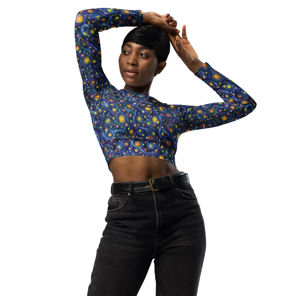Starry Vortex on Long Sleeve Crop Top — Front