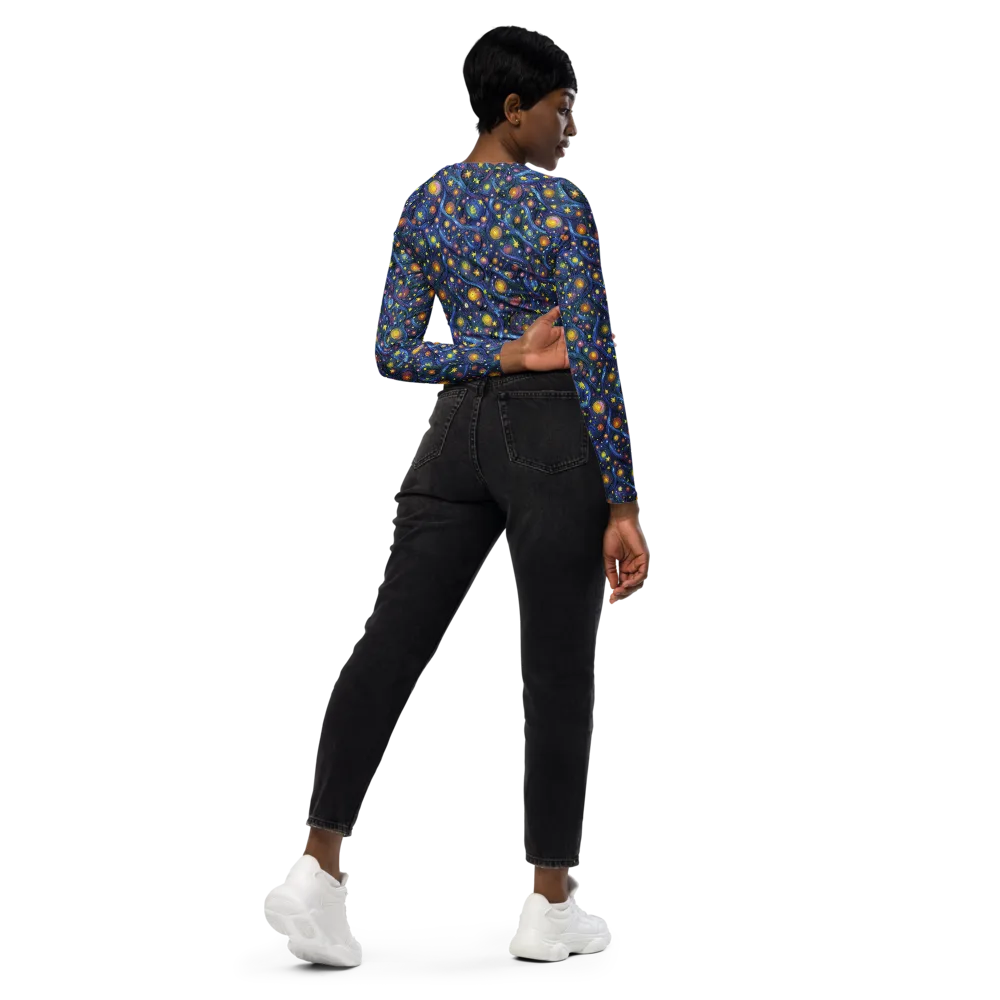 Starry Vortex on Long Sleeve Crop Top — Right Back
