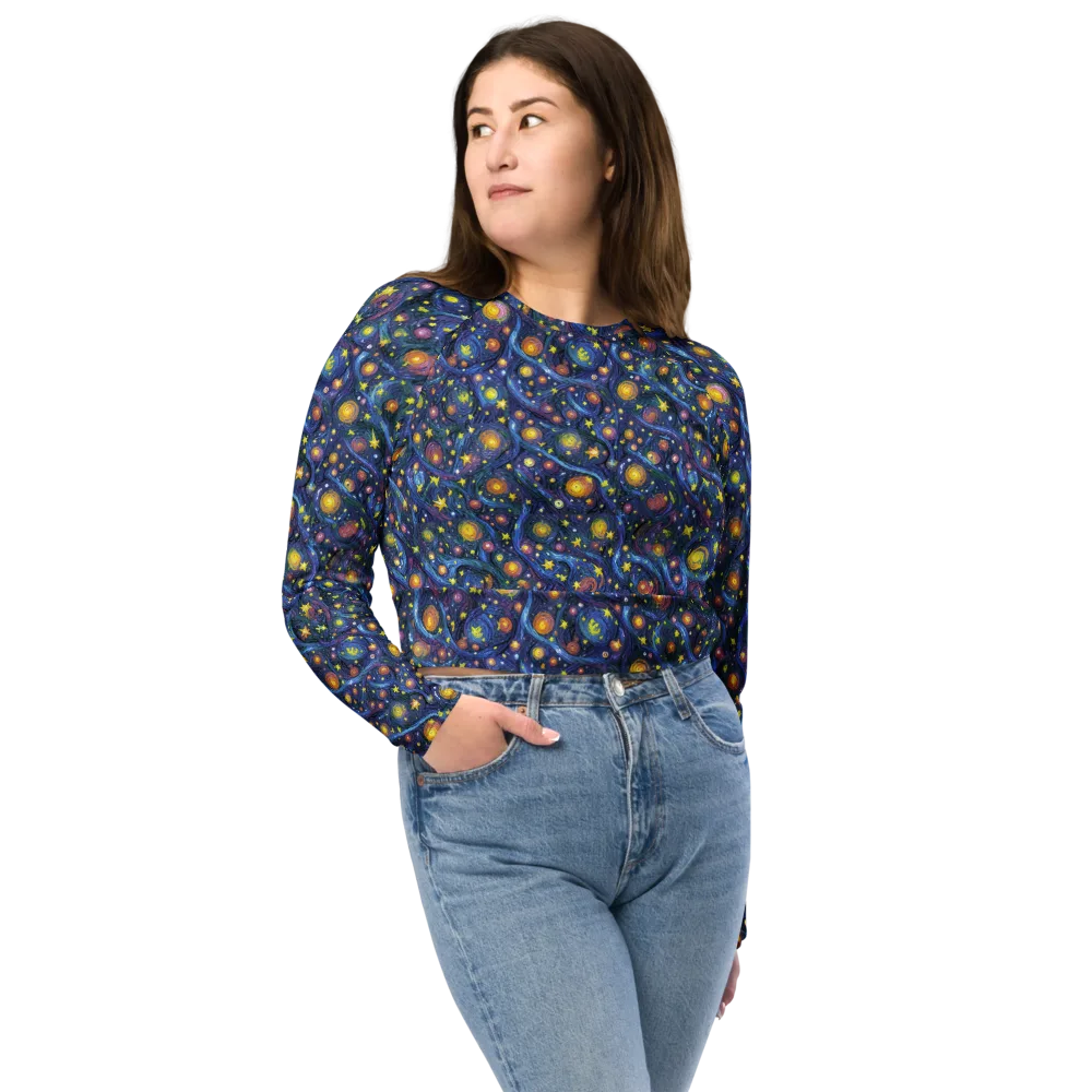 Starry Vortex on Long Sleeve Crop Top — Front