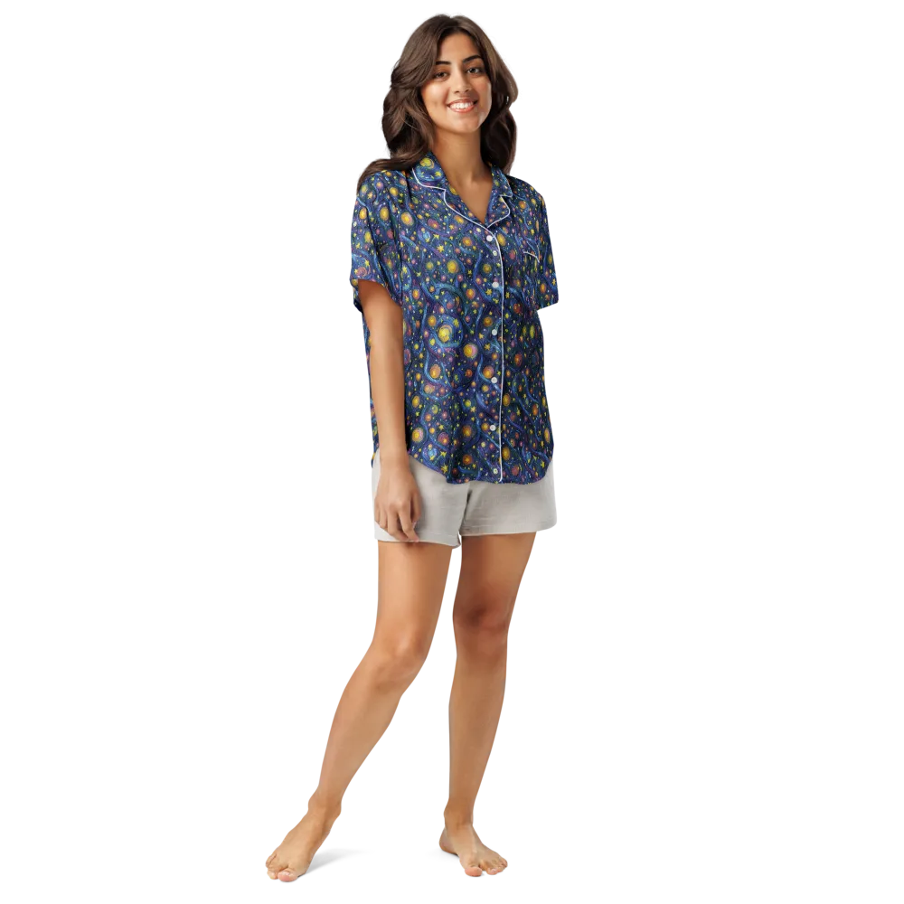Starry Vortex on Women's Short Sleeve Pajama Top — Front