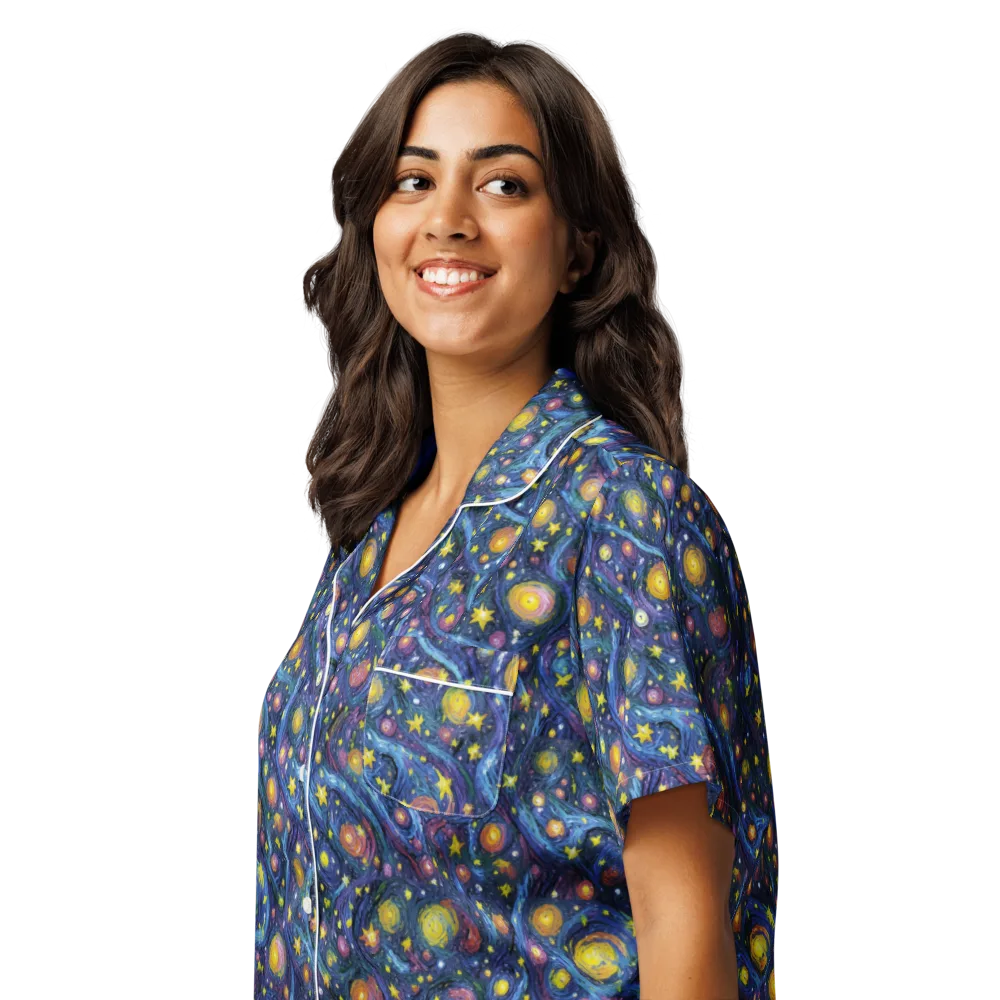 Starry Vortex on Women's Short Sleeve Pajama Top — Left Front