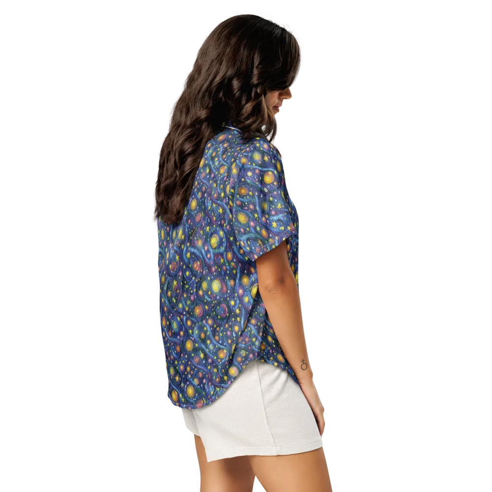 Starry Vortex on Women's Short Sleeve Pajama Top — Right Back