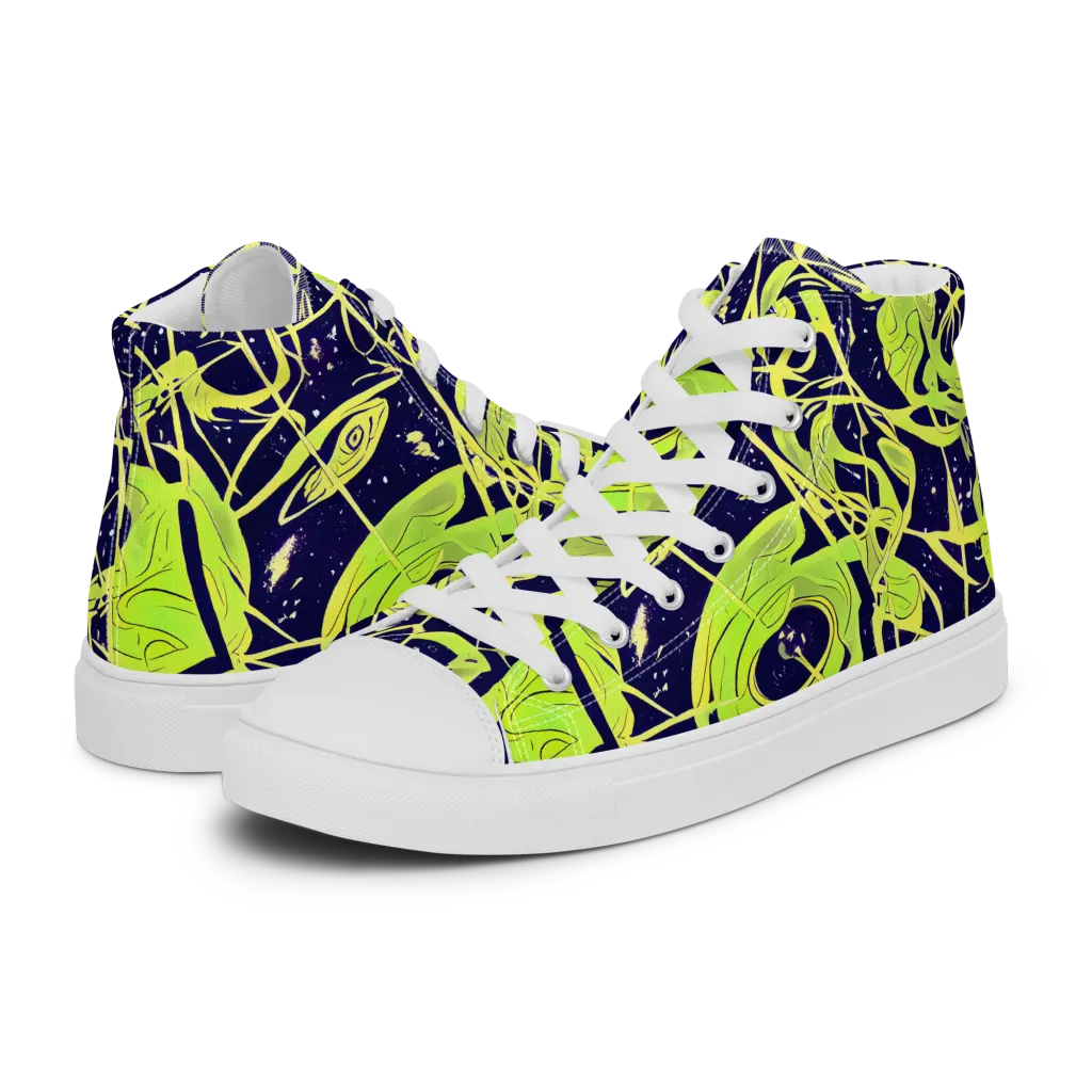 Stellar Sprout on Men's High Top Canvas Shoes — Left