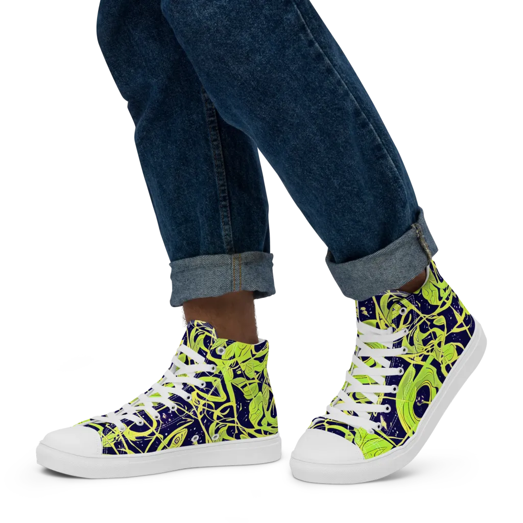 Stellar Sprout on Men's High Top Canvas Shoes — Left