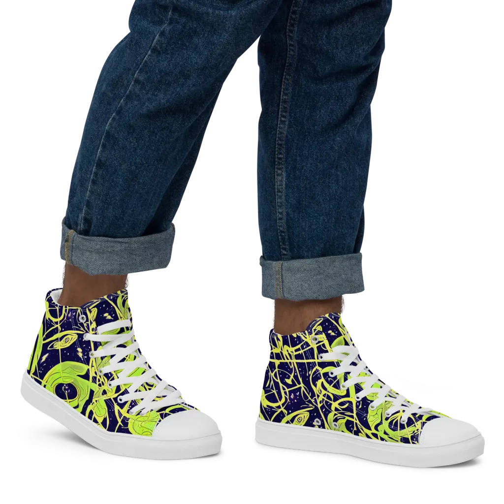 Stellar Sprout on Men's High Top Canvas Shoes — Right