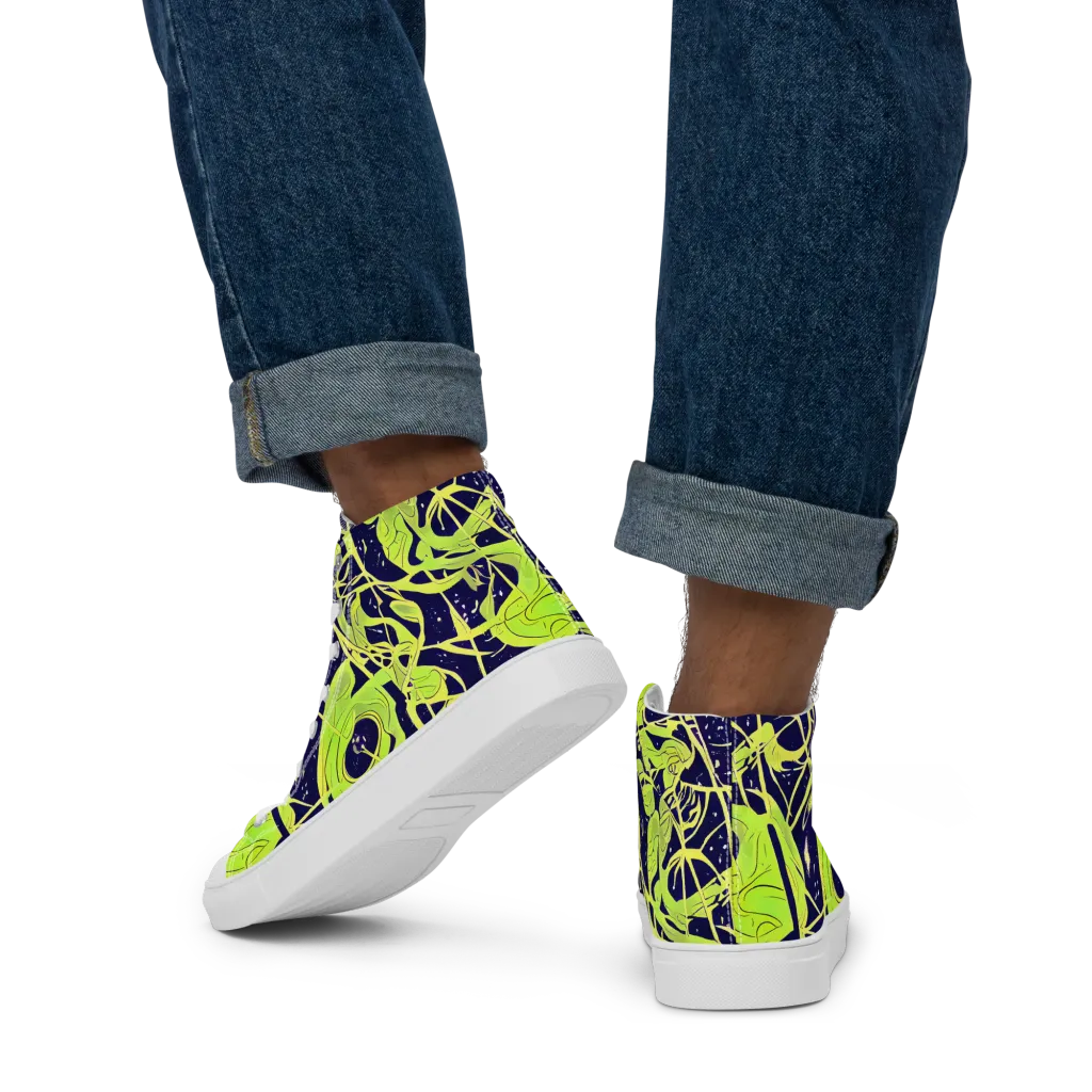 Stellar Sprout on Men's High Top Canvas Shoes — Back