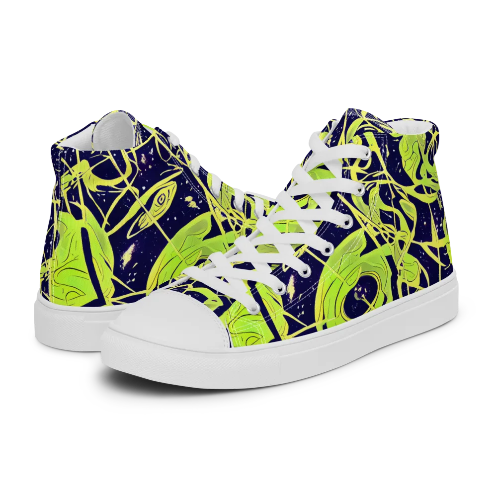 Stellar Sprout on Women's High Top Canvas Shoes — Left