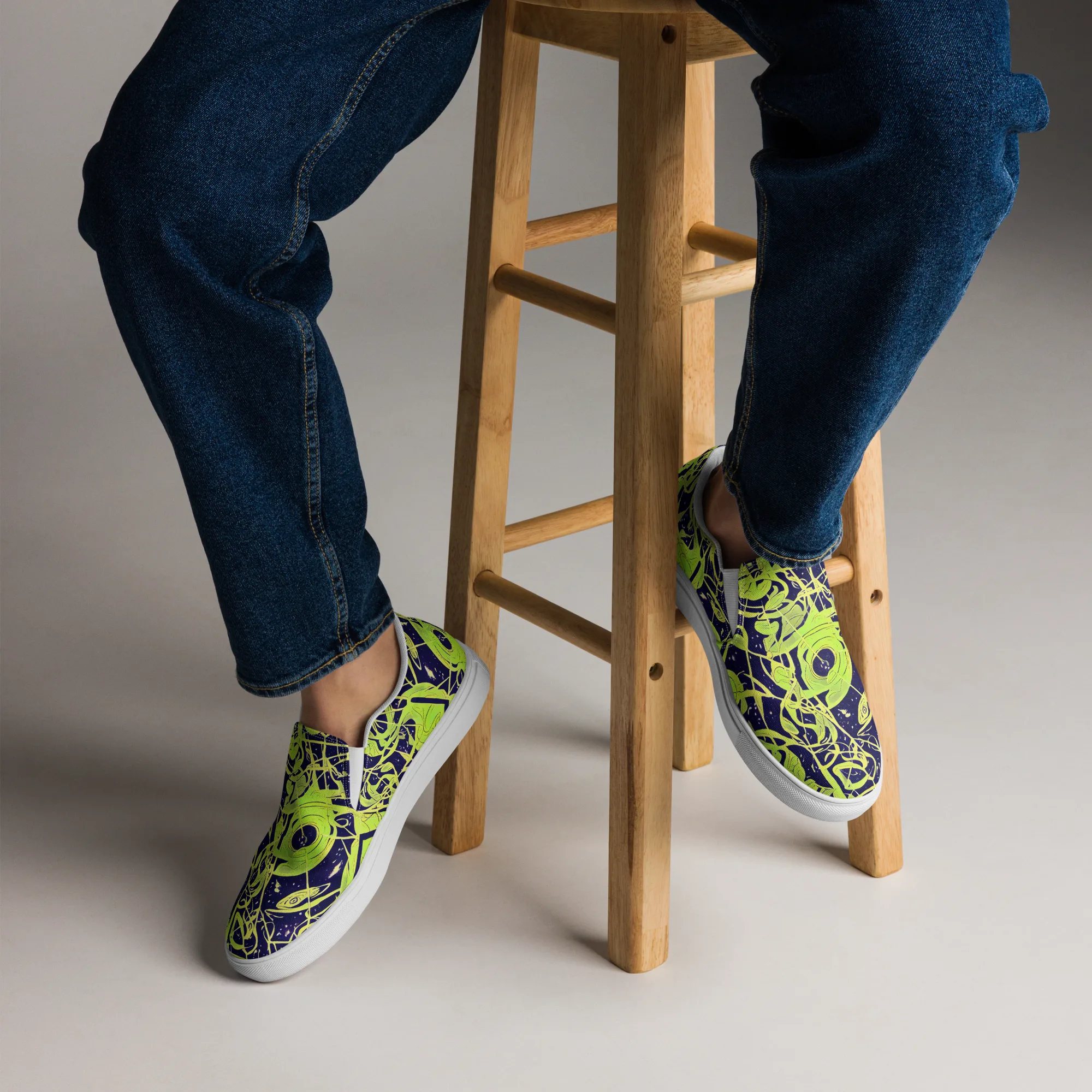 Stellar Sprout on Men's Slip-On Canvas Shoes — Front