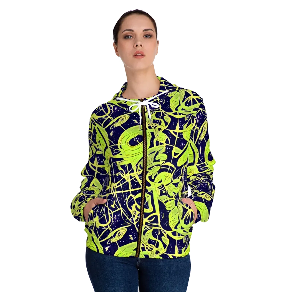 Stellar Sprout on Women's Full-Zip Hoodie — Front On Person