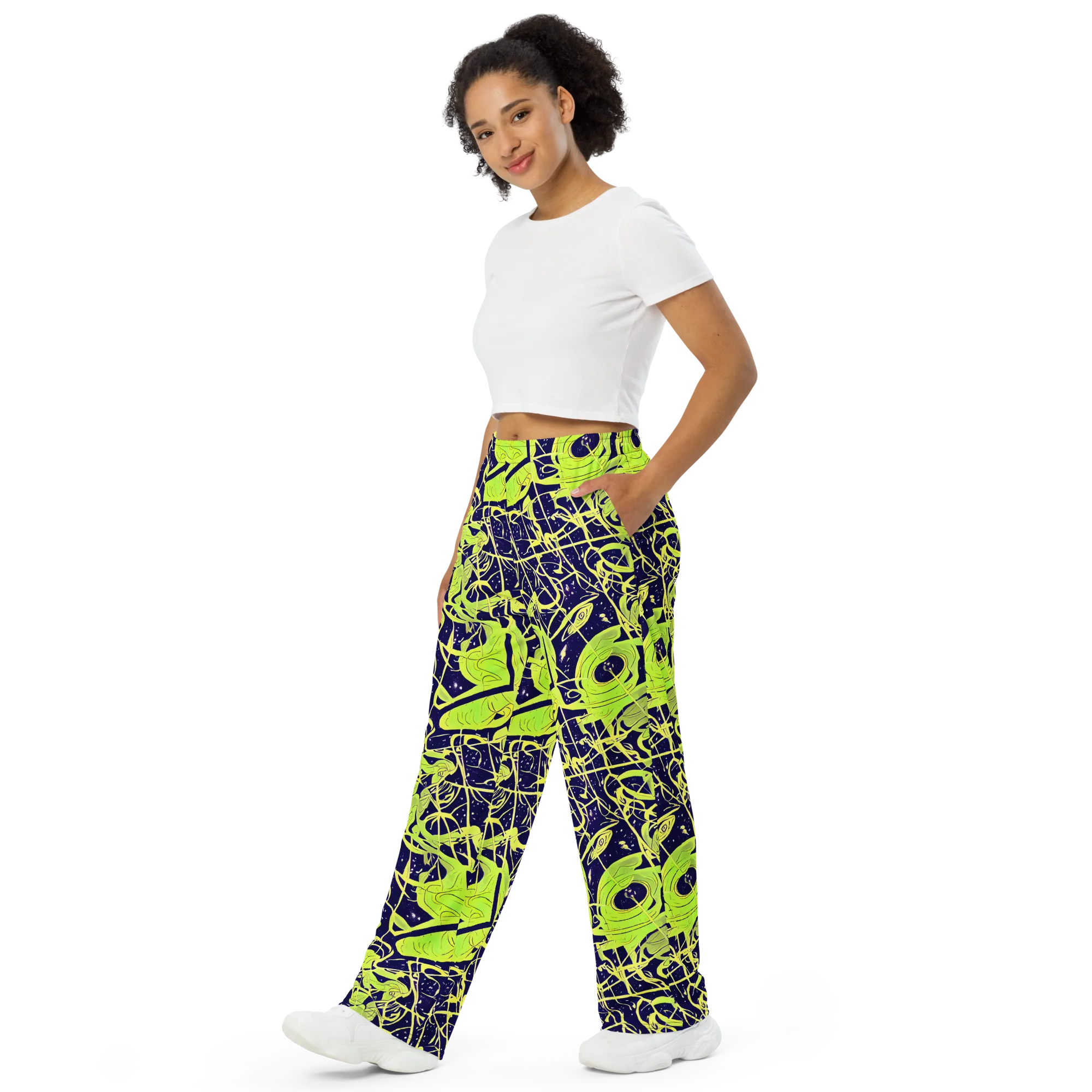 Stellar Sprout on Wide-Leg Pants — Left Front