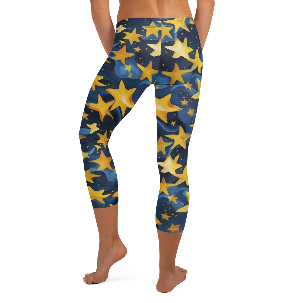 Golden Starfall on Capri Leggings — Back