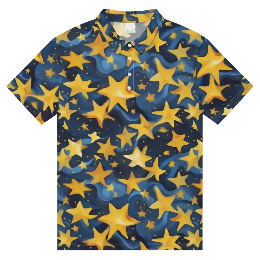 Golden Starfall on Men's Slim Fit Polo Shirt — Front