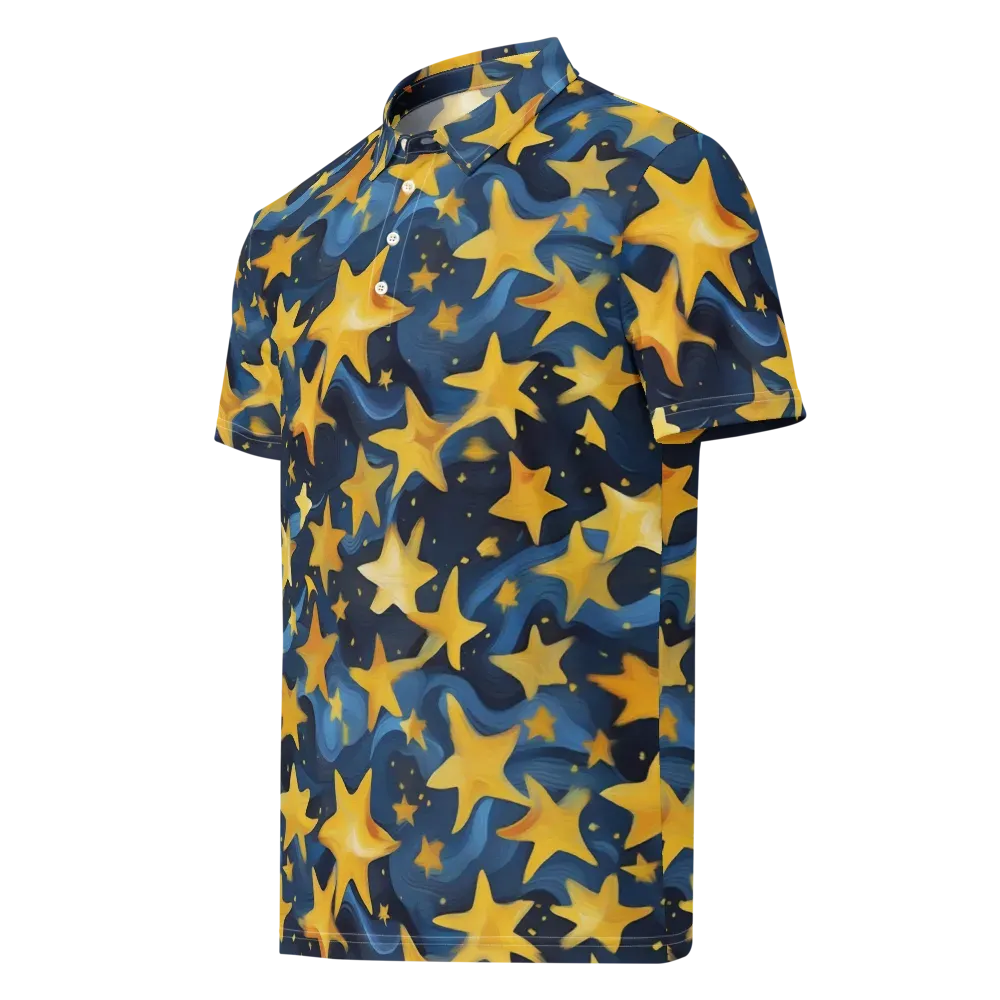Golden Starfall on Men's Slim Fit Polo Shirt — Left Front
