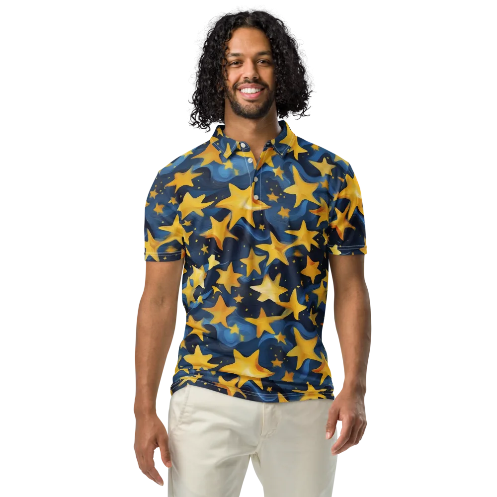 Golden Starfall on Men's Slim Fit Polo Shirt — Front