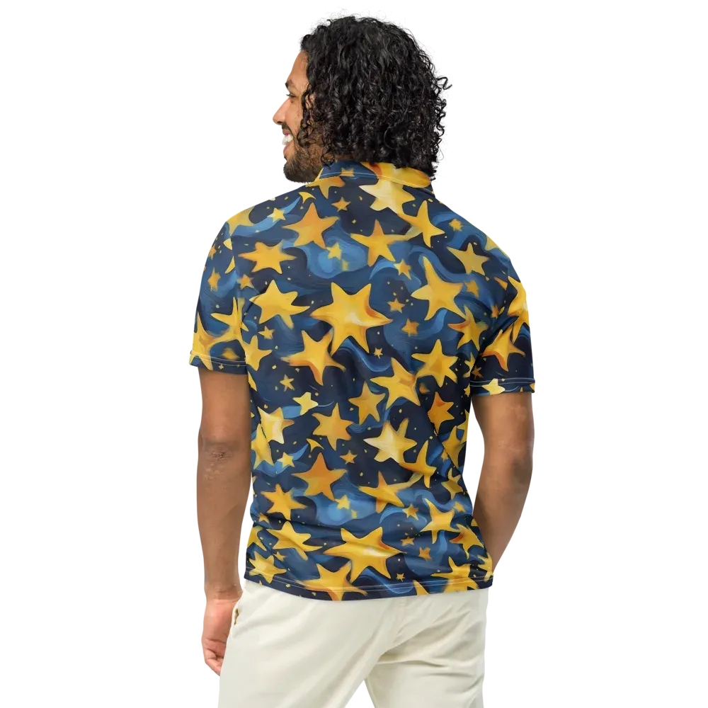 Golden Starfall on Men's Slim Fit Polo Shirt — Back