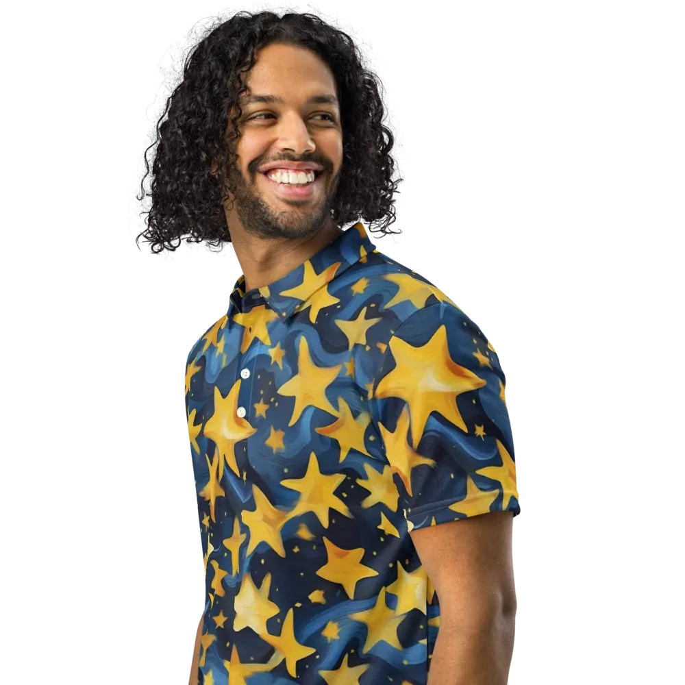 Golden Starfall on Men's Slim Fit Polo Shirt — Left Front
