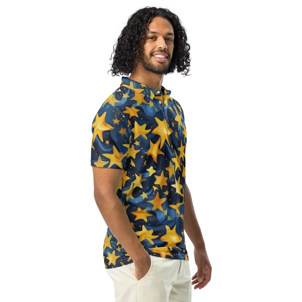 Golden Starfall on Men's Slim Fit Polo Shirt — Right Front