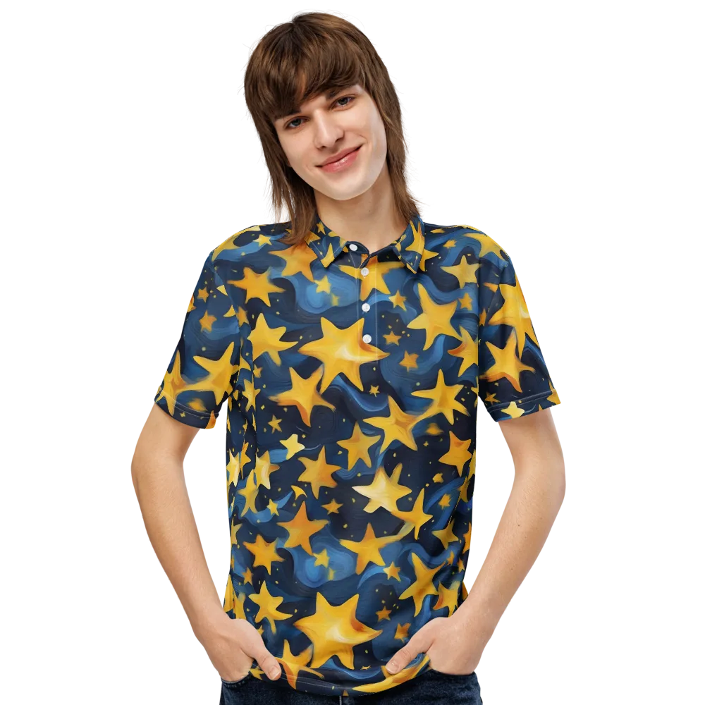 Golden Starfall on Men's Slim Fit Polo Shirt — Front