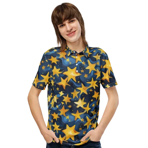 Golden Starfall on a Men's Slim Fit Polo Shirt