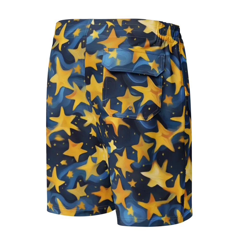 Golden Starfall on Men's Board Shorts — Back