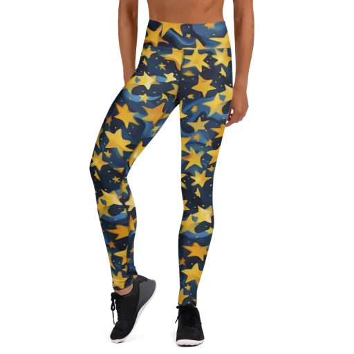 Golden Starfall on a Yoga Leggings