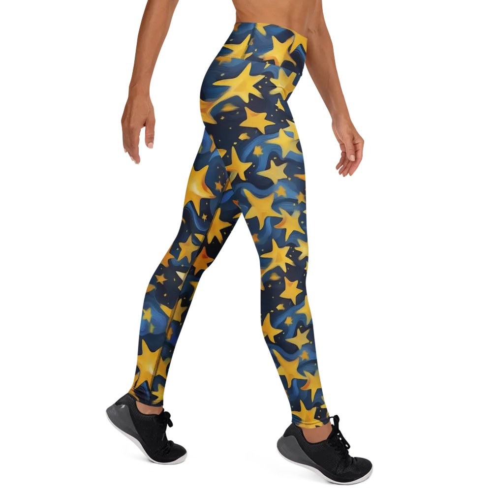 Golden Starfall on Yoga Leggings — Right