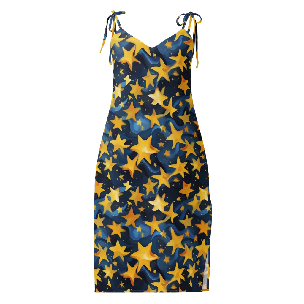 Golden Starfall on Slip Dress — Front