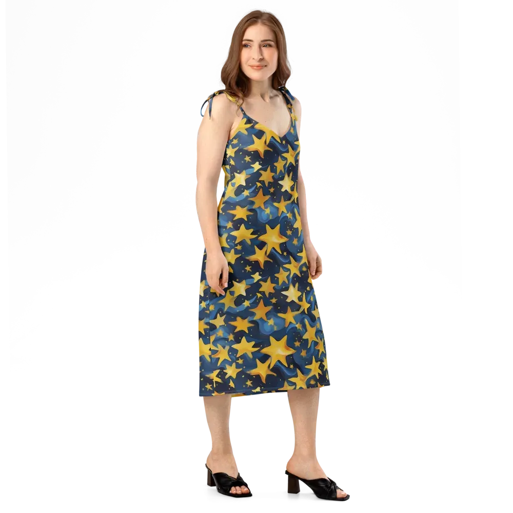 Golden Starfall on Slip Dress — Right Front
