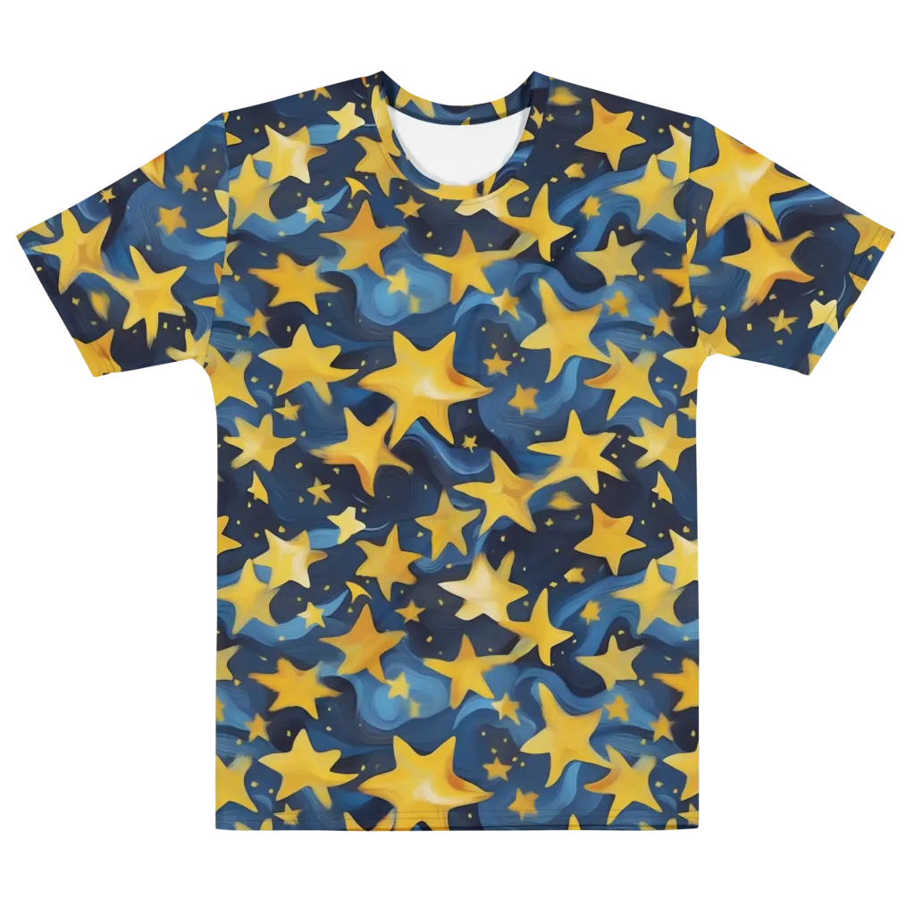 Golden Starfall on Men's Cotton Crew Neck T-Shirt — Front