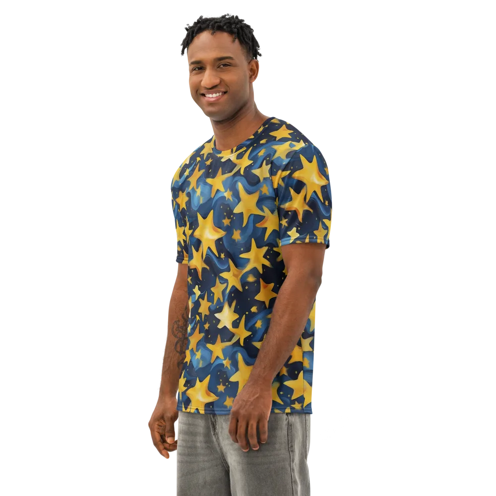 Golden Starfall on Men's Cotton Crew Neck T-Shirt — Left Front