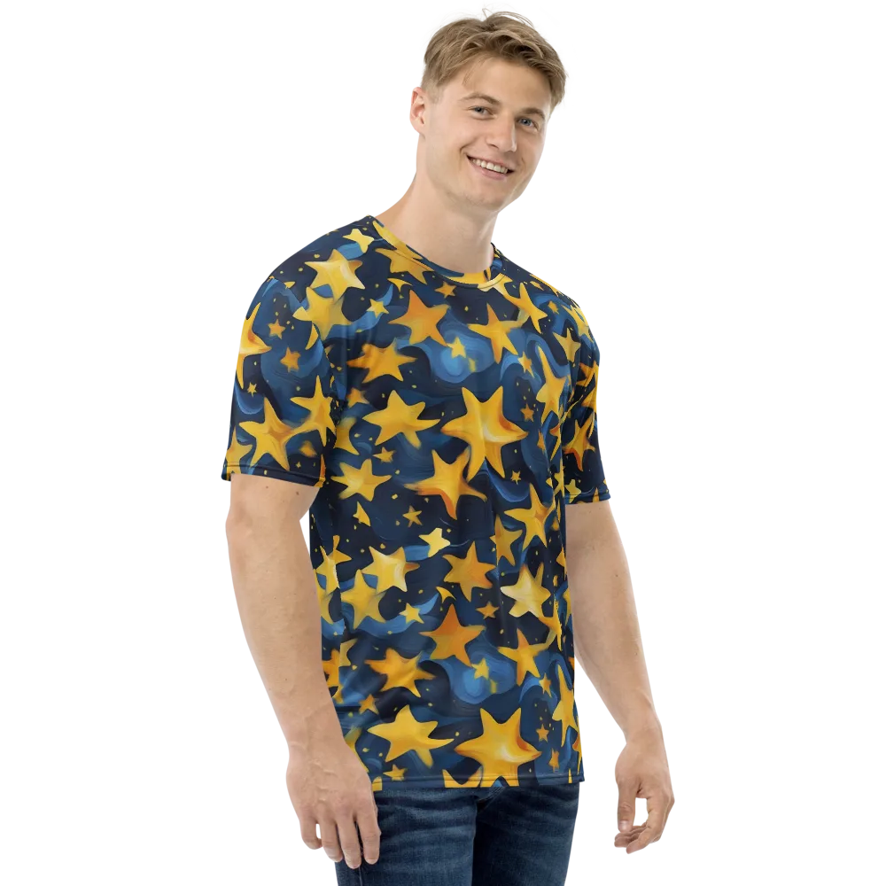 Golden Starfall on Men's Crew Neck T-Shirt — Right