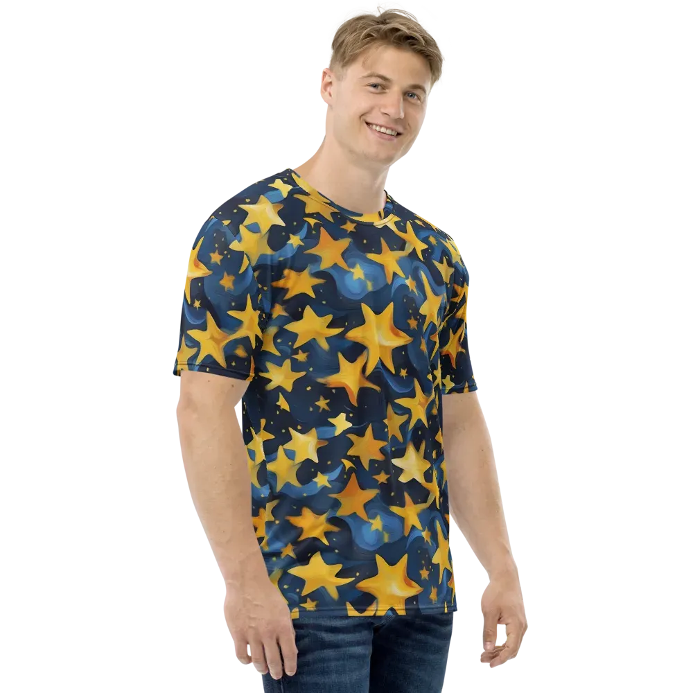 Golden Starfall on Men's Crew Neck T-Shirt — Right