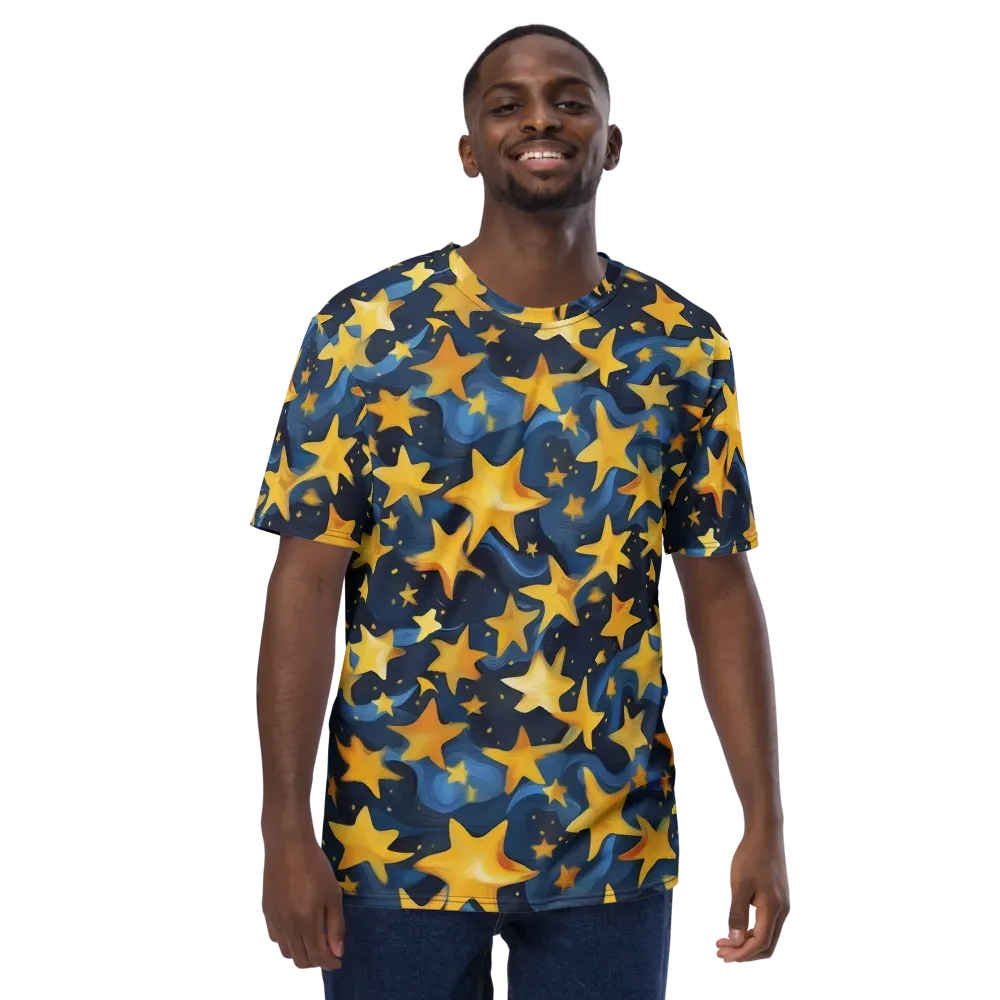 Golden Starfall on Men's Crew Neck T-Shirt — Front