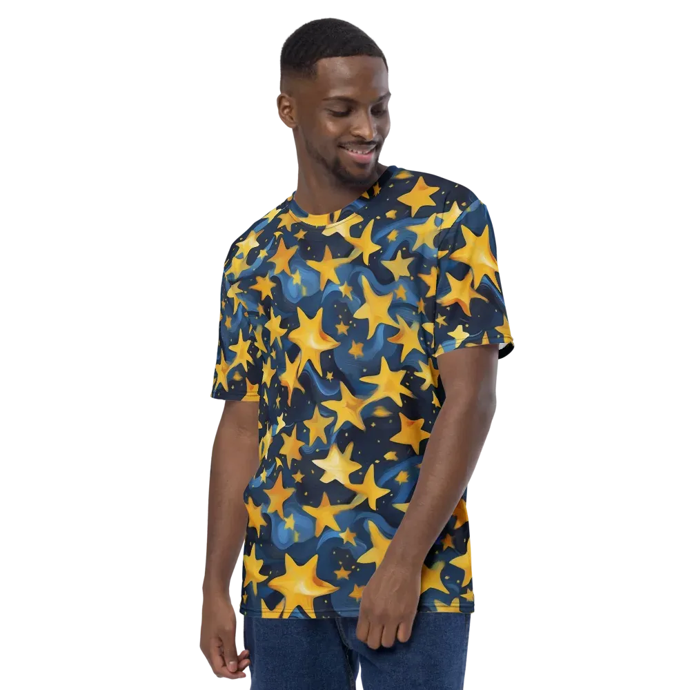 Golden Starfall on Men's Crew Neck T-Shirt — Left