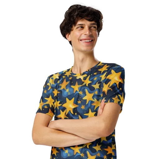 Golden Starfall on a Men's Crew Neck T-Shirt