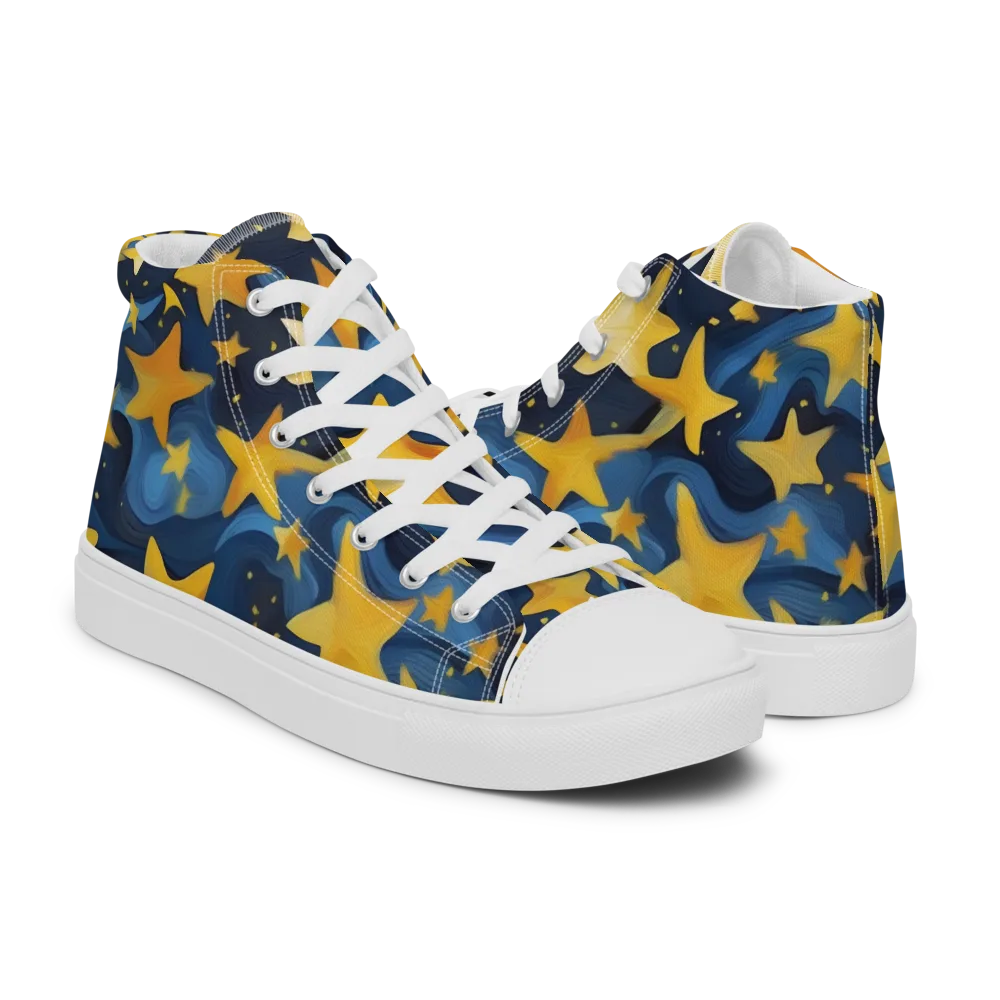 Golden Starfall on Men's High Top Canvas Shoes — Right