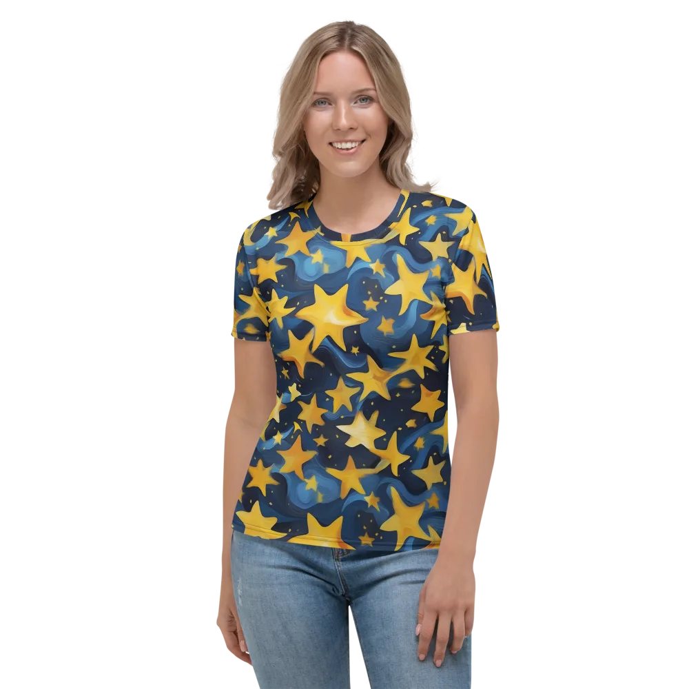 Golden Starfall on Women's Crew Neck T-Shirt — Front