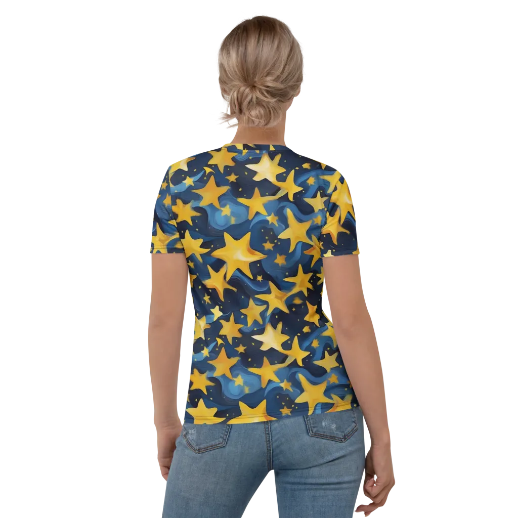 Golden Starfall on Women's Crew Neck T-Shirt — Back