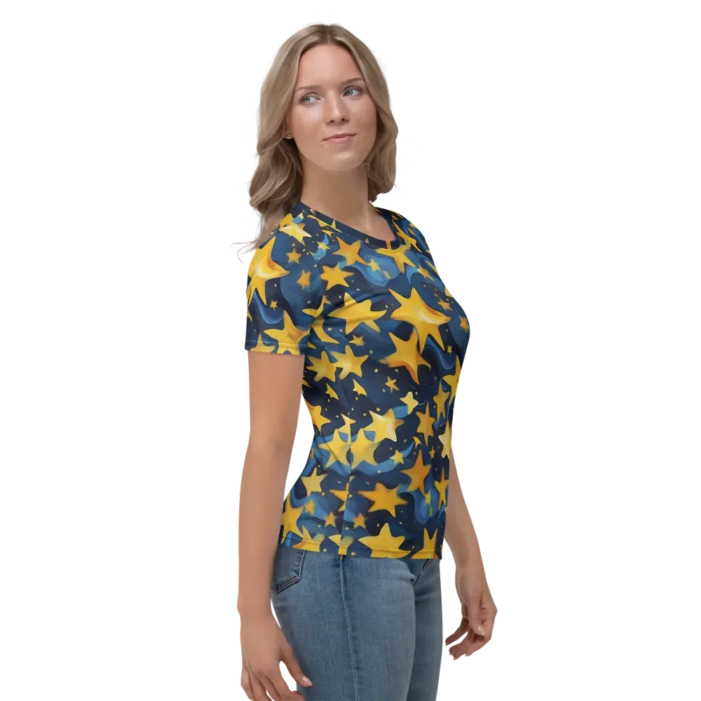 Golden Starfall on Women's Crew Neck T-Shirt — Right
